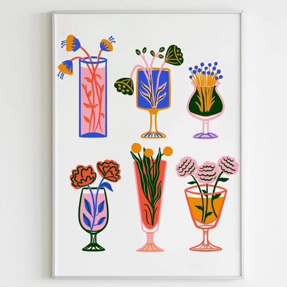 FLORAL COCKTAIL ART PRINT - Picture 1 of 1